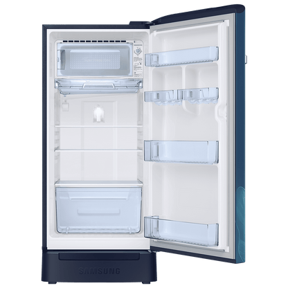 SAMSUNG Horizontal Curve 189 Litres 5 Star Direct Cool Single Door Refrigerator with Anti Bacterial Gasket (RR21D2H259U/HL, Paradise Bloom Blue)