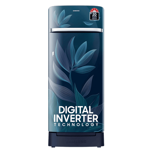 SAMSUNG Horizontal Curve 215 Litres 5 Star Direct Cool Single Door Refrigerator with Anti Bacterial Gasket (RR23D2H359U/HL, Paradise Bloom Blue)