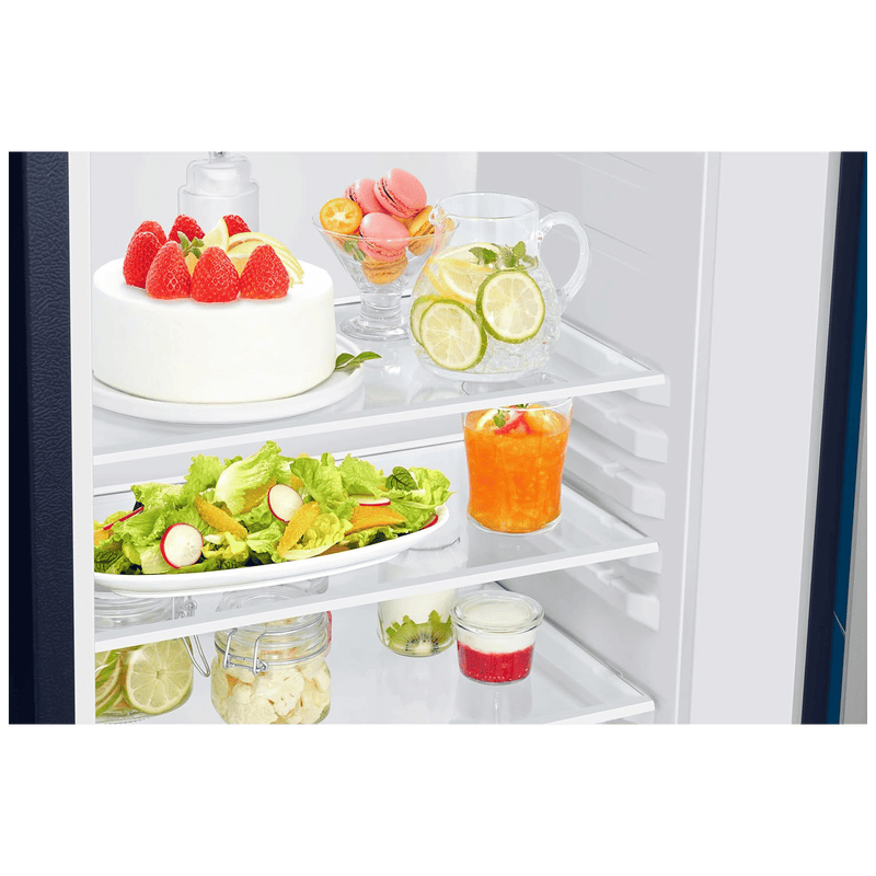 SAMSUNG Horizontal Curve 215 Litres 5 Star Direct Cool Single Door Refrigerator with Anti Bacterial Gasket (RR23D2H359U/HL, Paradise Bloom Blue)