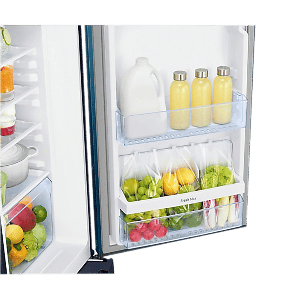 SAMSUNG Horizontal Curve 215 Litres 5 Star Direct Cool Single Door Refrigerator with Anti Bacterial Gasket (RR23D2H359U/HL, Paradise Bloom Blue)
