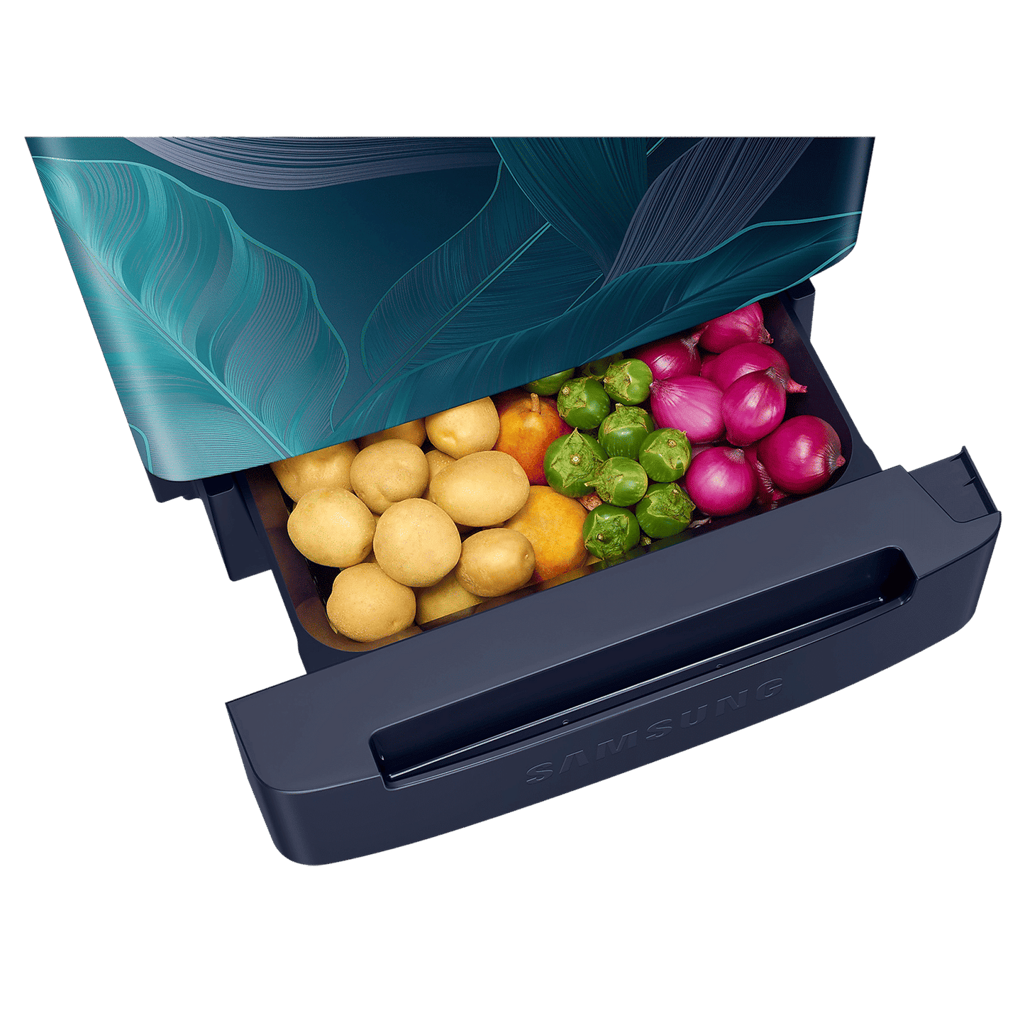 SAMSUNG Horizontal Curve 215 Litres 5 Star Direct Cool Single Door Refrigerator with Anti Bacterial Gasket (RR23D2H359U/HL, Paradise Bloom Blue)