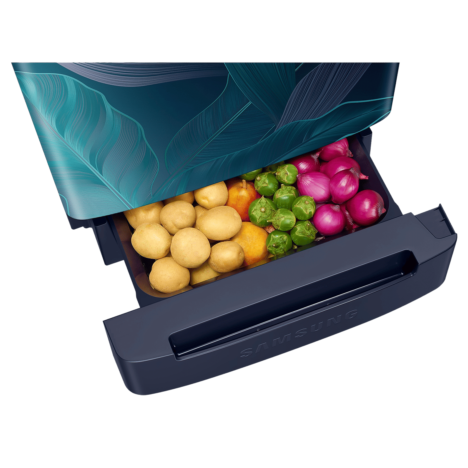 SAMSUNG Horizontal Curve 215 Litres 5 Star Direct Cool Single Door Refrigerator with Anti Bacterial Gasket (RR23D2H359U/HL, Paradise Bloom Blue)