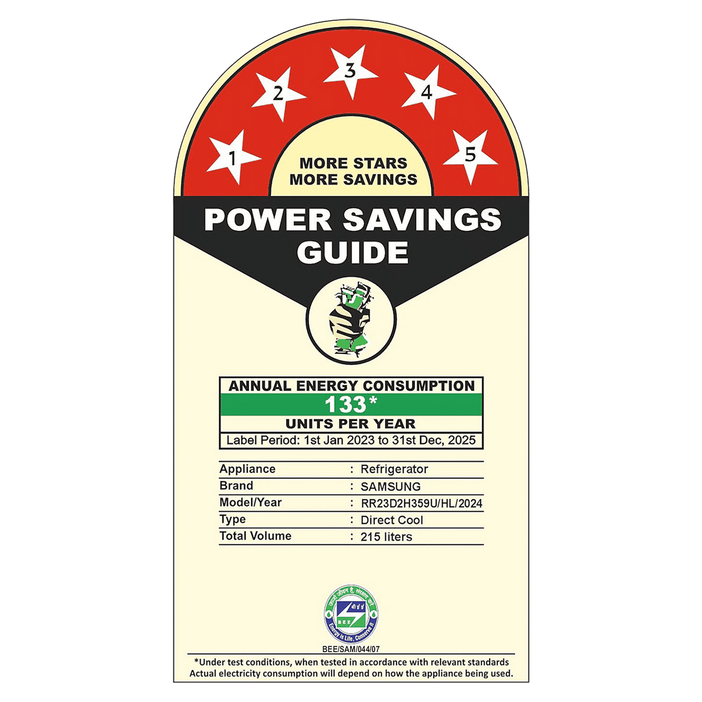 SAMSUNG Horizontal Curve 215 Litres 5 Star Direct Cool Single Door Refrigerator with Anti Bacterial Gasket (RR23D2H359U/HL, Paradise Bloom Blue)