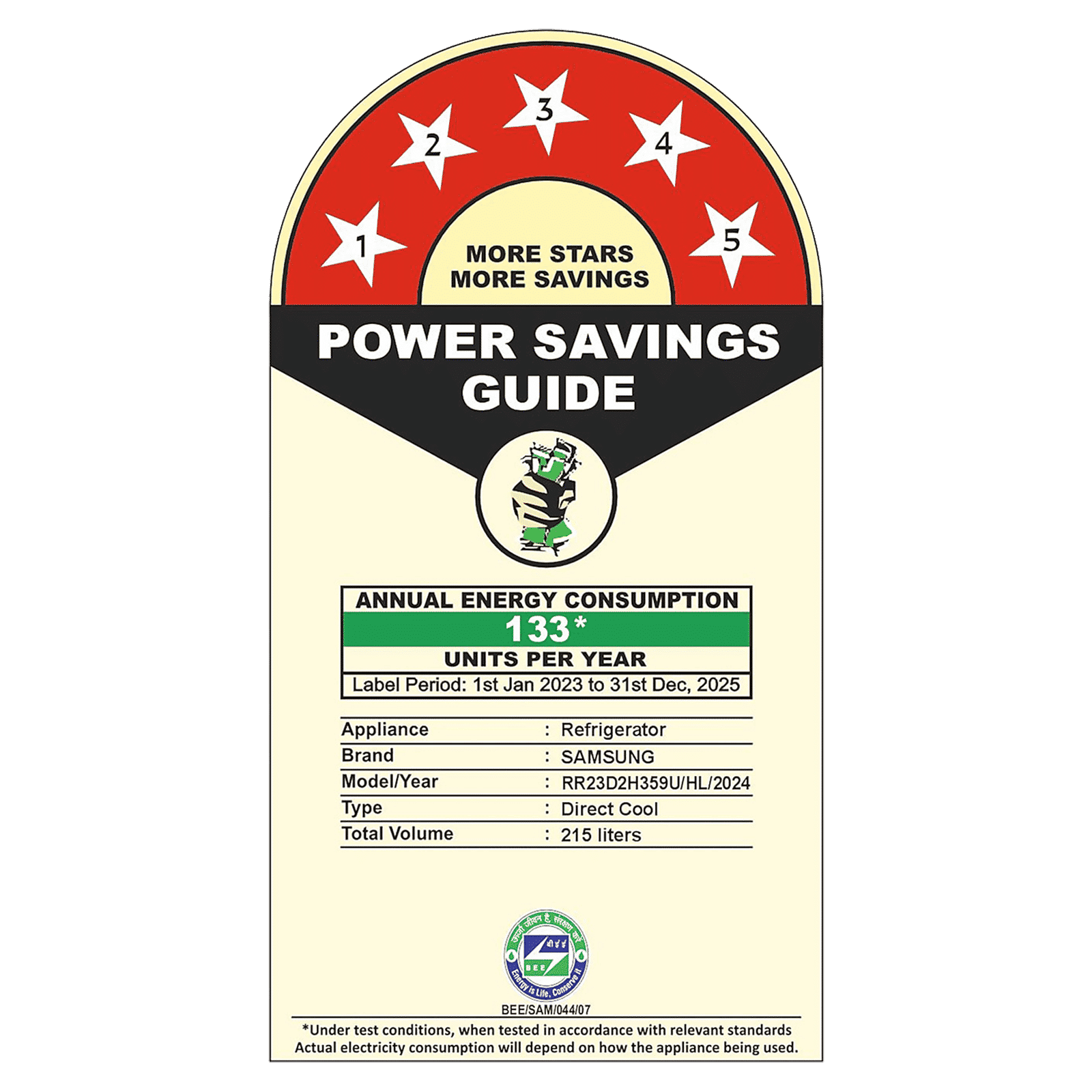 SAMSUNG Horizontal Curve 215 Litres 5 Star Direct Cool Single Door Refrigerator with Anti Bacterial Gasket (RR23D2H359U/HL, Paradise Bloom Blue)