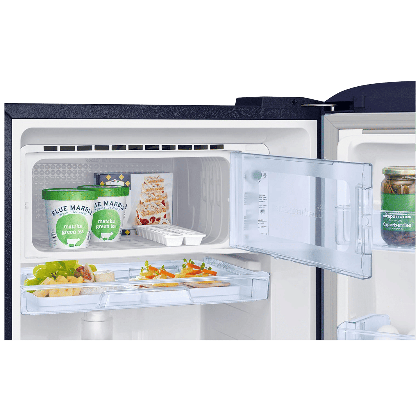 SAMSUNG Horizontal Curve 215 Litres 5 Star Direct Cool Single Door Refrigerator with Anti Bacterial Gasket (RR23D2H359U/HL, Paradise Bloom Blue)