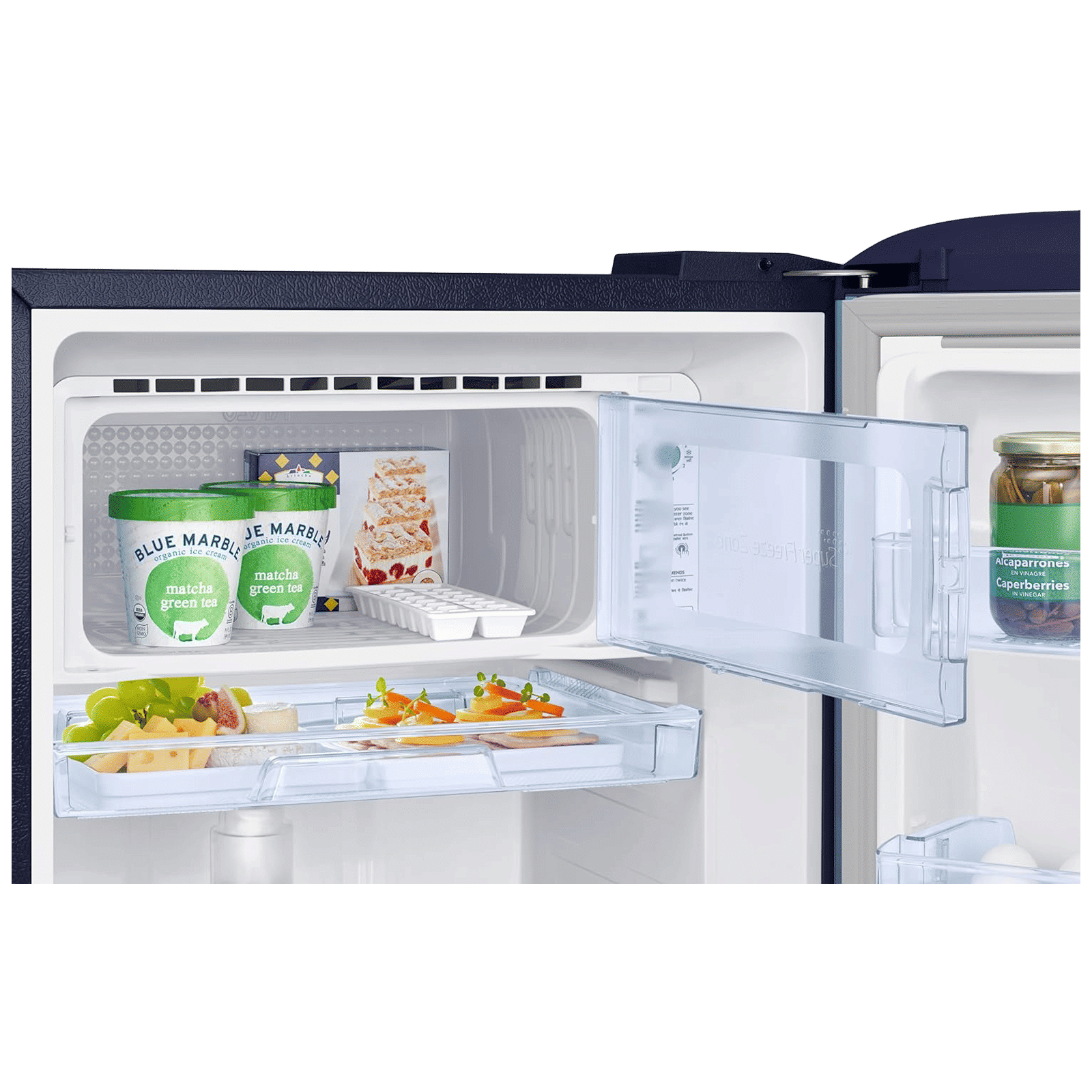 SAMSUNG Horizontal Curve 215 Litres 5 Star Direct Cool Single Door Refrigerator with Anti Bacterial Gasket (RR23D2H359U/HL, Paradise Bloom Blue)