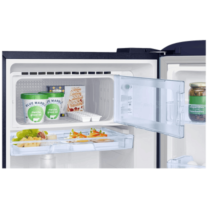 SAMSUNG Horizontal Curve 215 Litres 5 Star Direct Cool Single Door Refrigerator with Anti Bacterial Gasket (RR23D2H359U/HL, Paradise Bloom Blue)