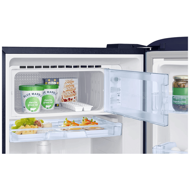 SAMSUNG Horizontal Curve 215 Litres 5 Star Direct Cool Single Door Refrigerator with Anti Bacterial Gasket (RR23D2H359U/HL, Paradise Bloom Blue)