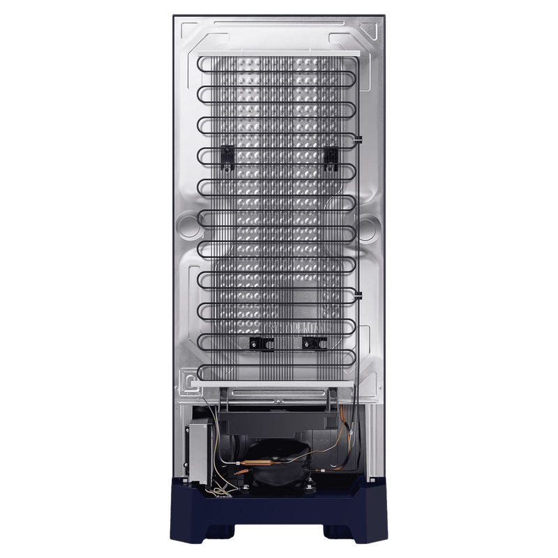 SAMSUNG Horizontal Curve 215 Litres 5 Star Direct Cool Single Door Refrigerator with Anti Bacterial Gasket (RR23D2H359U/HL, Paradise Bloom Blue)