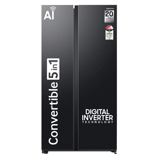 SAMSUNG 653 Litres 3 Star Frost Free Side by Side Refrigerator with Twin Cooling Plus Technology (RS76CG8003B1/HL, Black Matt)