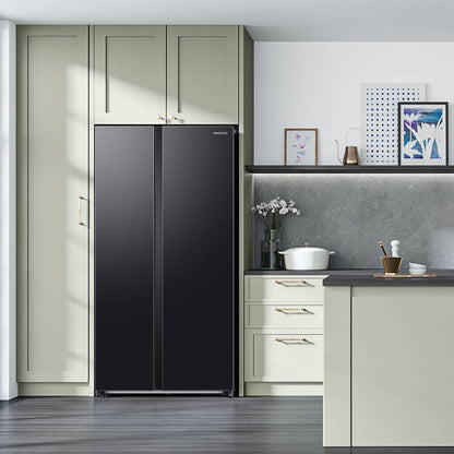 SAMSUNG 653 Litres 3 Star Frost Free Side by Side Refrigerator with Twin Cooling Plus Technology (RS76CG8003B1/HL, Black Matt)