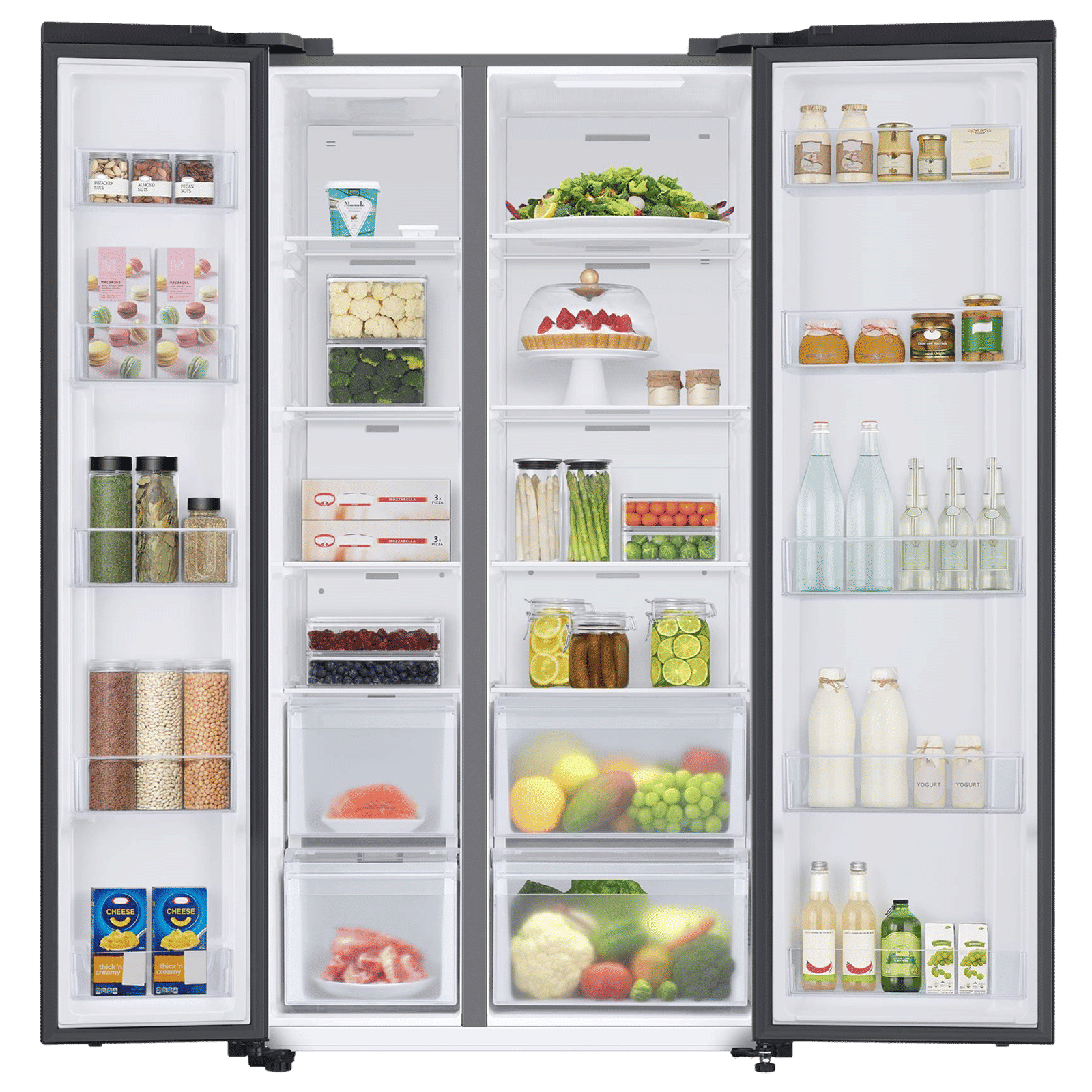 SAMSUNG 653 Litres 3 Star Frost Free Side by Side Refrigerator with Twin Cooling Plus Technology (RS76CG8003B1/HL, Black Matt)