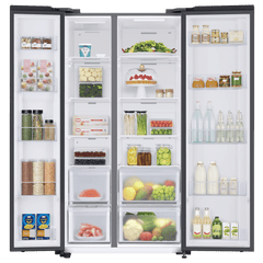 SAMSUNG 653 Litres 3 Star Frost Free Side by Side Refrigerator with Twin Cooling Plus Technology (RS76CG8003B1/HL, Black Matt)