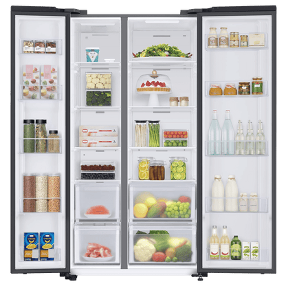 SAMSUNG 653 Litres 3 Star Frost Free Side by Side Refrigerator with Twin Cooling Plus Technology (RS76CG8003B1/HL, Black Matt)