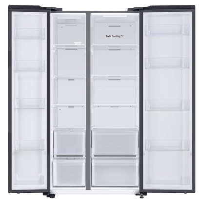 SAMSUNG 653 Litres 3 Star Frost Free Side by Side Refrigerator with Twin Cooling Plus Technology (RS76CG8003B1/HL, Black Matt)