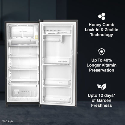Whirlpool Vitamagic Pro 192 Litres 3 Star Direct Cool Single Door Refrigerator with Zeolite Technology (73131, Grey)