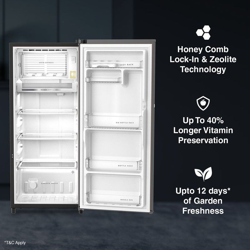 Whirlpool Vitamagic Pro 192 Litres 3 Star Direct Cool Single Door Refrigerator with Zeolite Technology (73131, Grey)