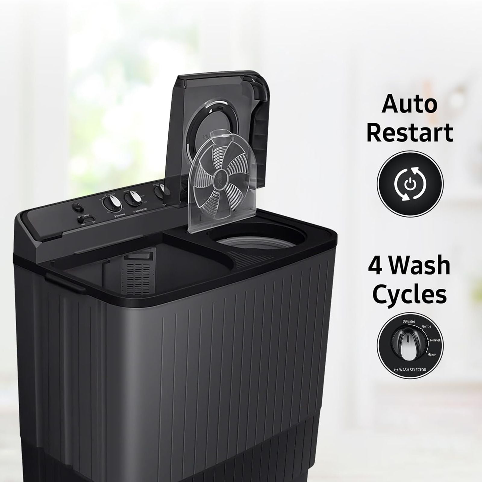 SAMSUNG 11.5 kg 5 Star Semi Automatic Washing Machine with Hexa Storm Pulsator (WT11A4260GD/TL, Dark Grey)