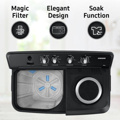 SAMSUNG 11.5 kg 5 Star Semi Automatic Washing Machine with Hexa Storm Pulsator (WT11A4260GD/TL, Dark Grey)