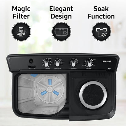 SAMSUNG 11.5 kg 5 Star Semi Automatic Washing Machine with Hexa Storm Pulsator (WT11A4260GD/TL, Dark Grey)