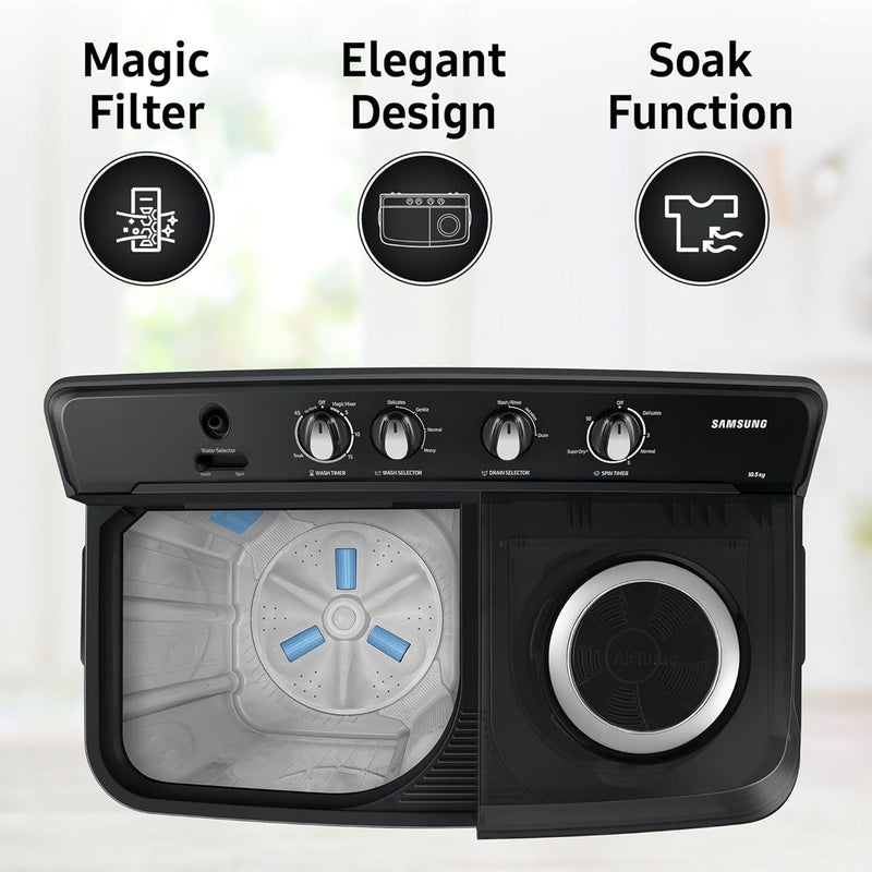 SAMSUNG 11.5 kg 5 Star Semi Automatic Washing Machine with Hexa Storm Pulsator (WT11A4260GD/TL, Dark Grey)