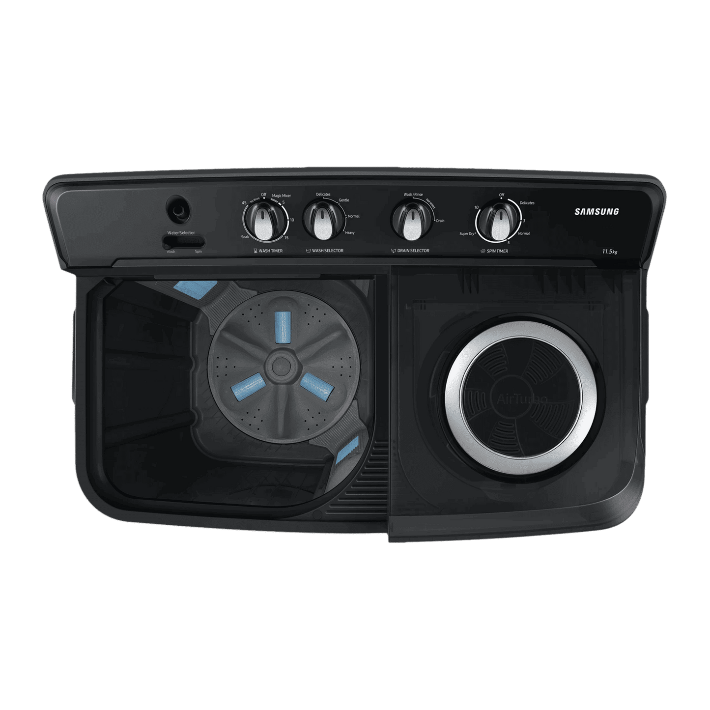 SAMSUNG 11.5 kg 5 Star Semi Automatic Washing Machine with Hexa Storm Pulsator (WT11A4260GD/TL, Dark Grey)