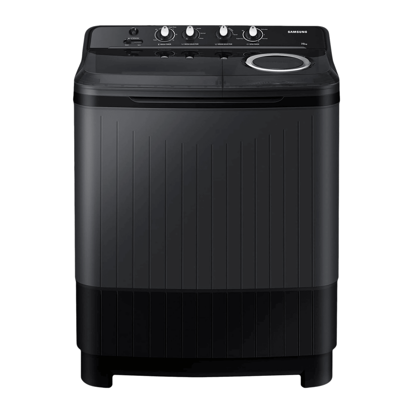 SAMSUNG 7.5 kg 5 Star Semi Automatic Washing Machine with Hexa Storm Pulsator (WT75B3200GD/TL, Dark Grey)