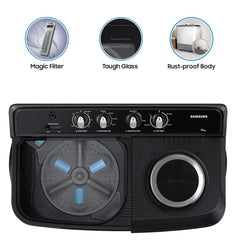 SAMSUNG 7.5 kg 5 Star Semi Automatic Washing Machine with Hexa Storm Pulsator (WT75B3200GD/TL, Dark Grey)