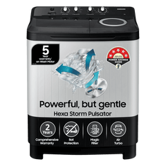 SAMSUNG 8 kg 5 Star Semi Automatic Washing Machine with Magic Filter (WT80C4200GG/TL, Dark Grey)