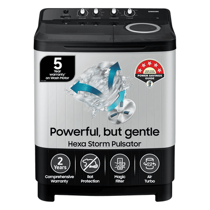 SAMSUNG 8 kg 5 Star Semi Automatic Washing Machine with Magic Filter (WT80C4200GG/TL, Dark Grey)