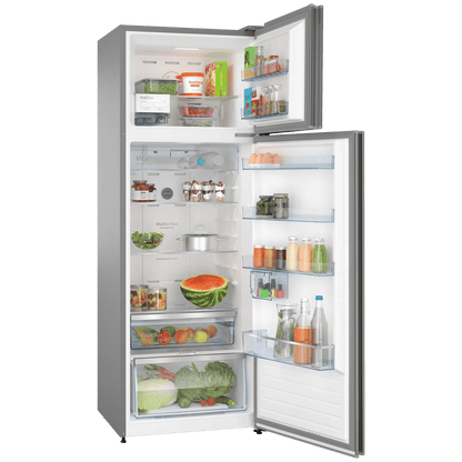 BOSCH Series 4 368 Litres 2 Star Frost Free Double Door Convertible Refrigerator with VarioInverter Compressor (CTC39S02NI, Shiney Silver)