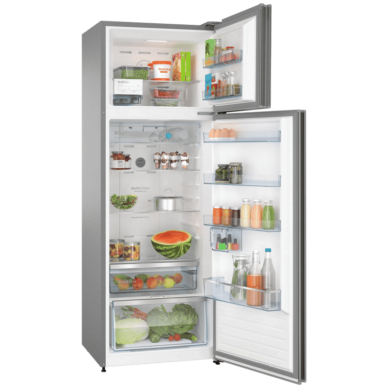 BOSCH Series 4 368 Litres 2 Star Frost Free Double Door Convertible Refrigerator with VarioInverter Compressor (CTC39S02NI, Shiney Silver)
