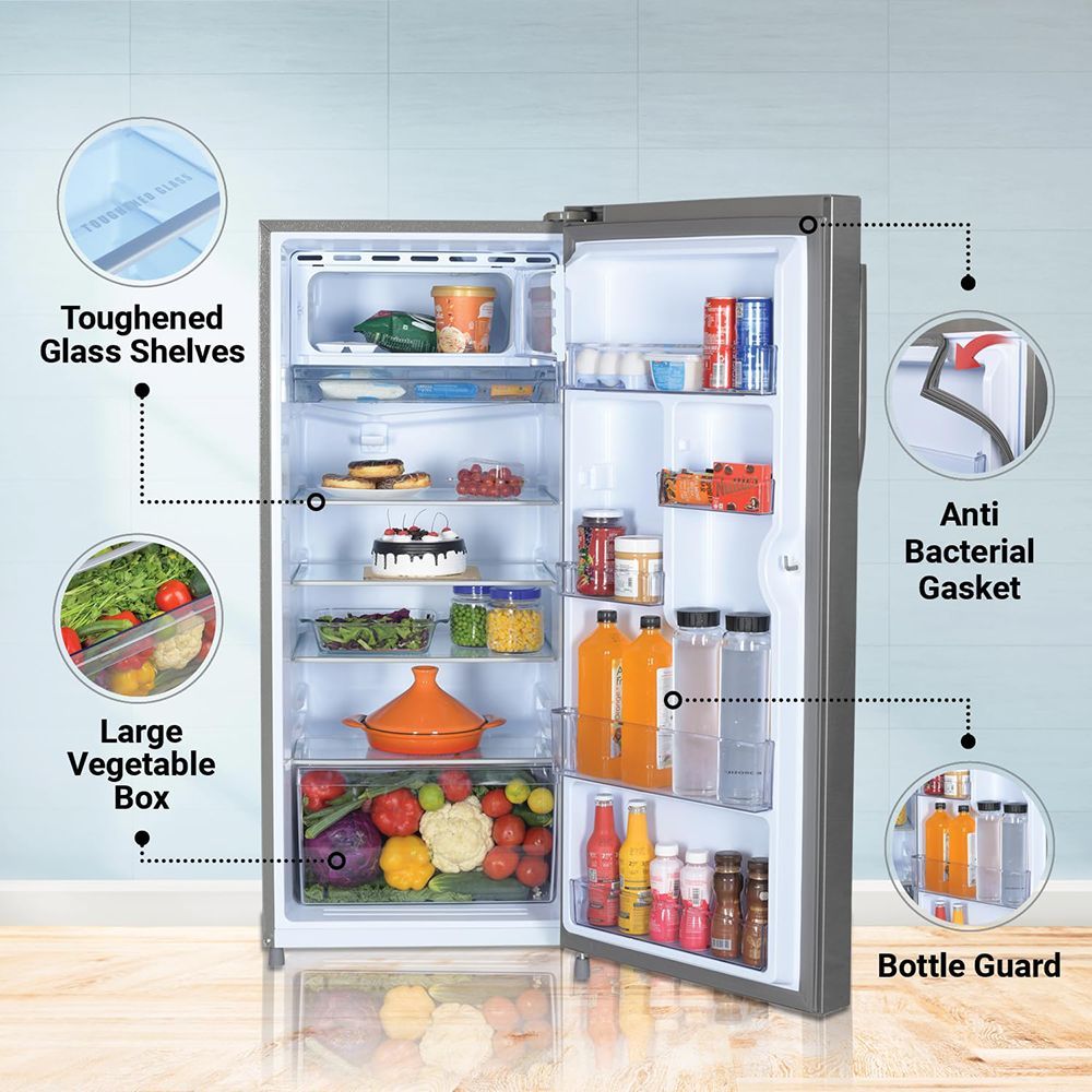 Haier 190 Litres 4 Star Direct Cool Single Door Refrigerator with Anti-Bacterial Gasket (HED203DSP, Brushline Silver)