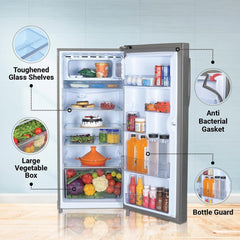 Haier 190 Litres 4 Star Direct Cool Single Door Refrigerator with Anti-Bacterial Gasket (HED203DSP, Brushline Silver)