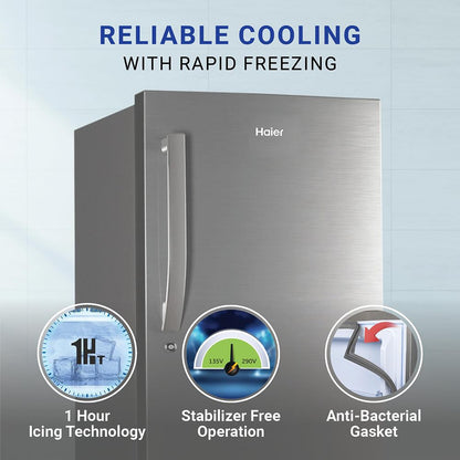 Haier 190 Litres 4 Star Direct Cool Single Door Refrigerator with Anti-Bacterial Gasket (HED203DSP, Brushline Silver)