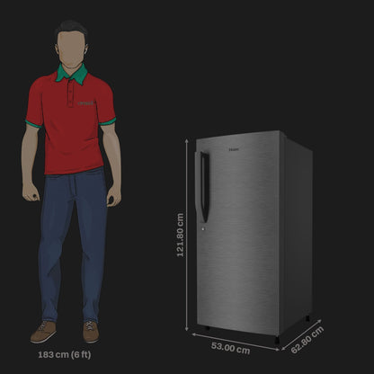 Haier 190 Litres 4 Star Direct Cool Single Door Refrigerator with Anti-Bacterial Gasket (HED203DSP, Brushline Silver)