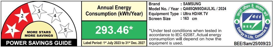 SAMSUNG QN90D 165.1 cm (65 inch) Neo QLED 4K Ultra HD Smart Tizen TV with Quantum Matrix Technology (2024 model)