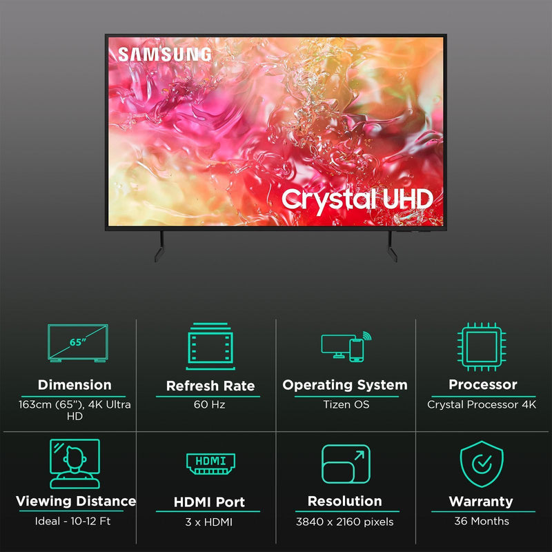 SAMSUNG DU7700 165.1 cm (65 inch) 4K Ultra HD LED Smart Tizen TV with Motion Xcelerator (2024 model)
