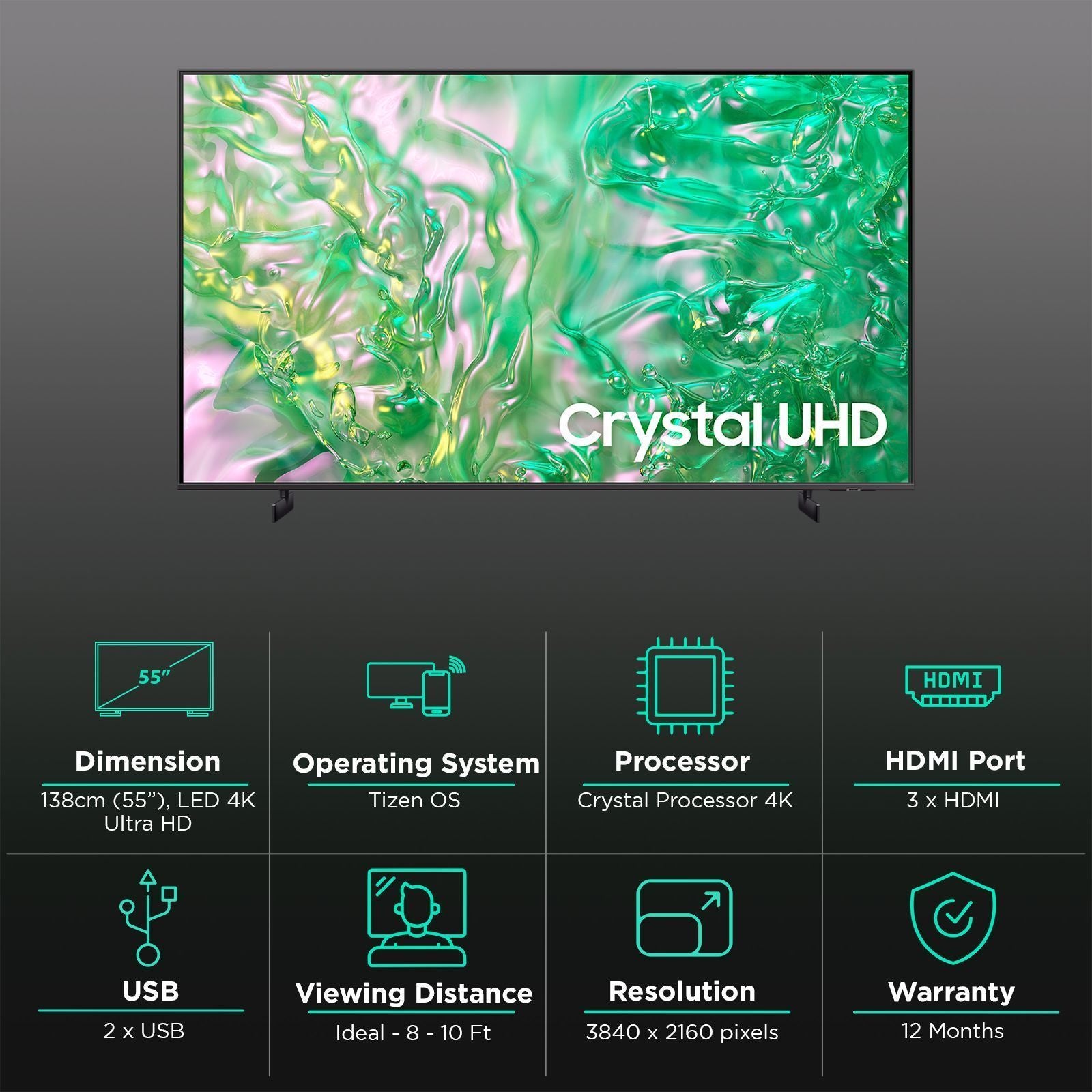 SAMSUNG DU8300 139.7 cm (55 inch) 4K Ultra HD LED Smart Tizen TV with Dynamic Crystal Color(2024 model)