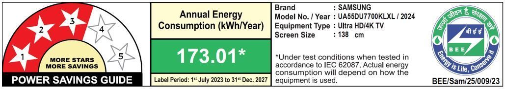 SAMSUNG DU7700 139.7 cm (55 inch) 4K Ultra HD LED Smart Tizen TV with Motion Xcelerator (2024 model)