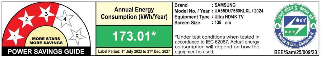 SAMSUNG DU7660 139.7 cm (55 inch) 4K Ultra HD LED Smart Tizen TV with Motion Xcelerator (2024 model)