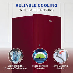 Haier 190 Litres 2 Star Direct Cool Single Door Refrigerator with Antibacterial Gasket (HED202RSP, Red Mono)
