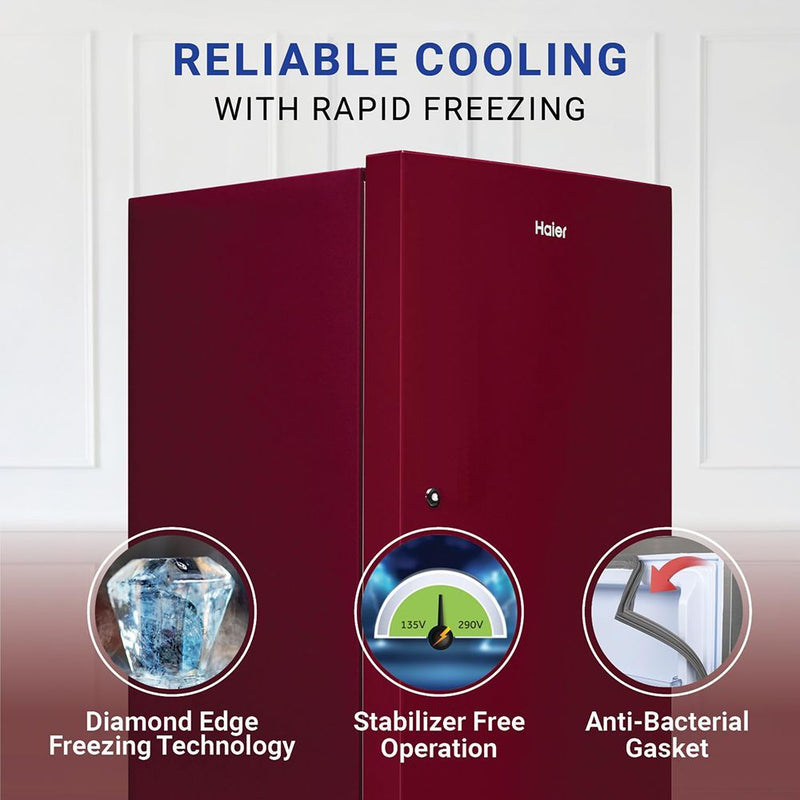 Haier 190 Litres 2 Star Direct Cool Single Door Refrigerator with Antibacterial Gasket (HED202RSP, Red Mono)