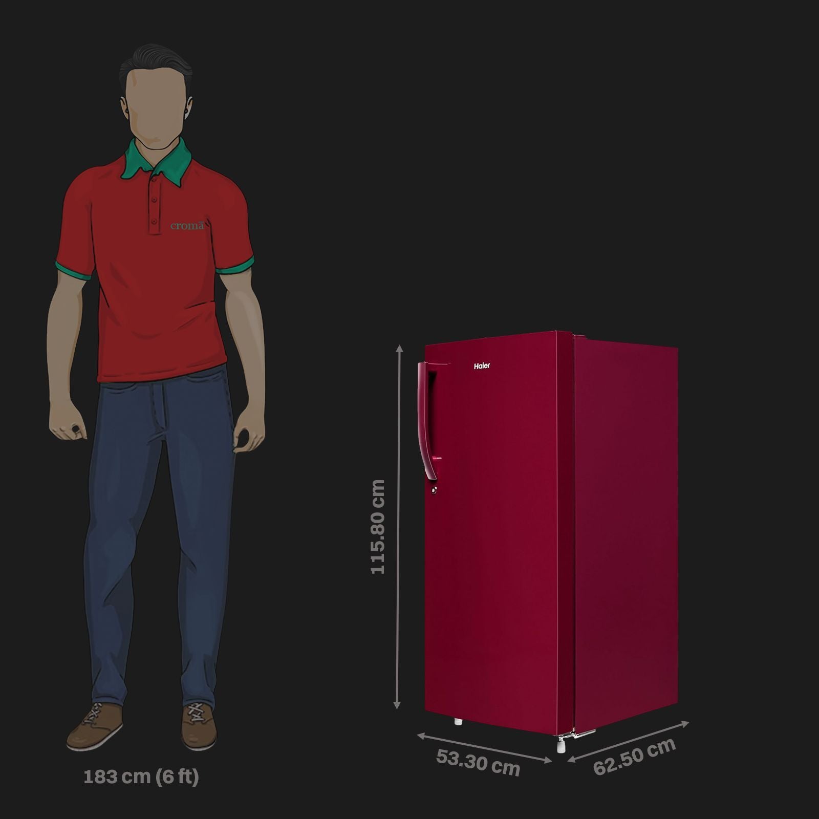 Haier 190 Litres 2 Star Direct Cool Single Door Refrigerator with Antibacterial Gasket (HED202RSP, Red Mono)