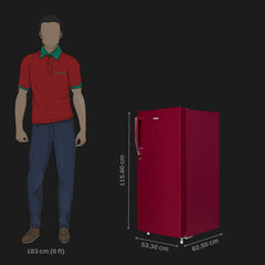 Haier 190 Litres 2 Star Direct Cool Single Door Refrigerator with Antibacterial Gasket (HED202RSP, Red Mono)