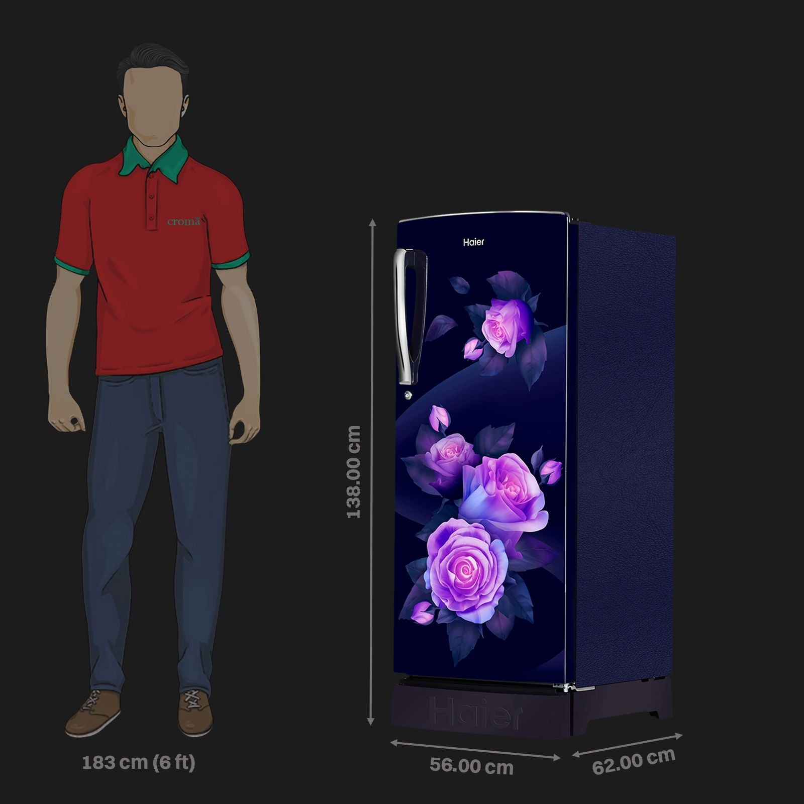 Haier 205 Litres 3 Star Direct Cool Single Door Refrigerator with Anti-Bacterial Gasket (HED213MRBN, Marine Rose)