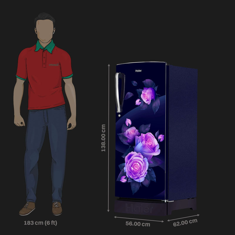Haier 205 Litres 3 Star Direct Cool Single Door Refrigerator with Anti-Bacterial Gasket (HED213MRBN, Marine Rose)