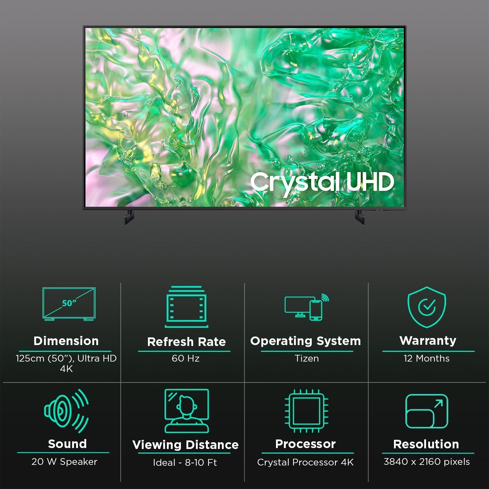 SAMSUNG DU8300 127 cm (50 inch) 4K Ultra HD LED Smart Tizen TV with Dynamic Crystal Color(2024 model)