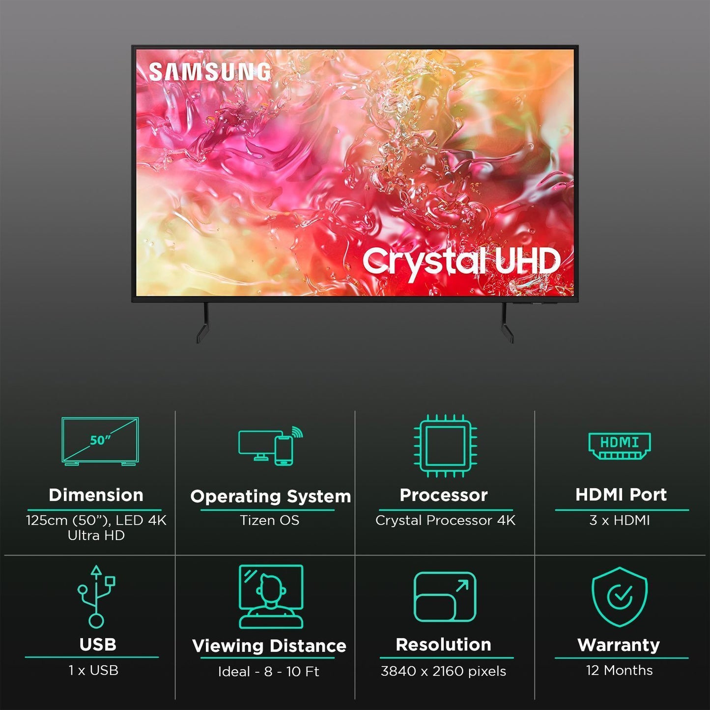 SAMSUNG DU7700 127 cm (50 inch) 4K Ultra HD LED Smart Tizen TV with Motion Xcelerator (2024 model)