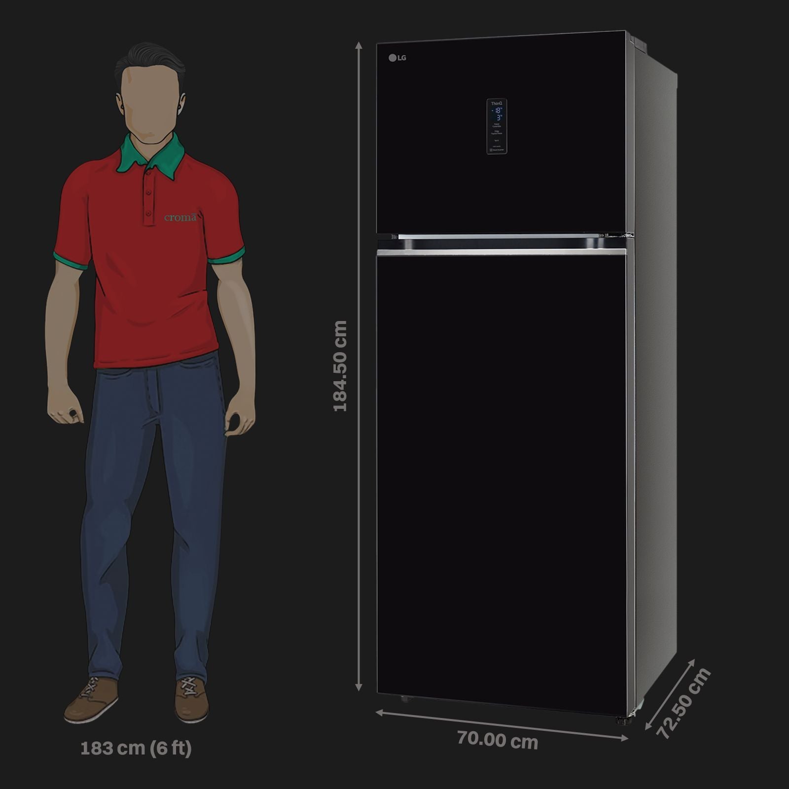 LG 466 Litres 2 Star Frost Free Double Door Smart Wifi Enabled Refrigerator with Multi Air Flow (GL-T492MESY, Ebony Sheen)